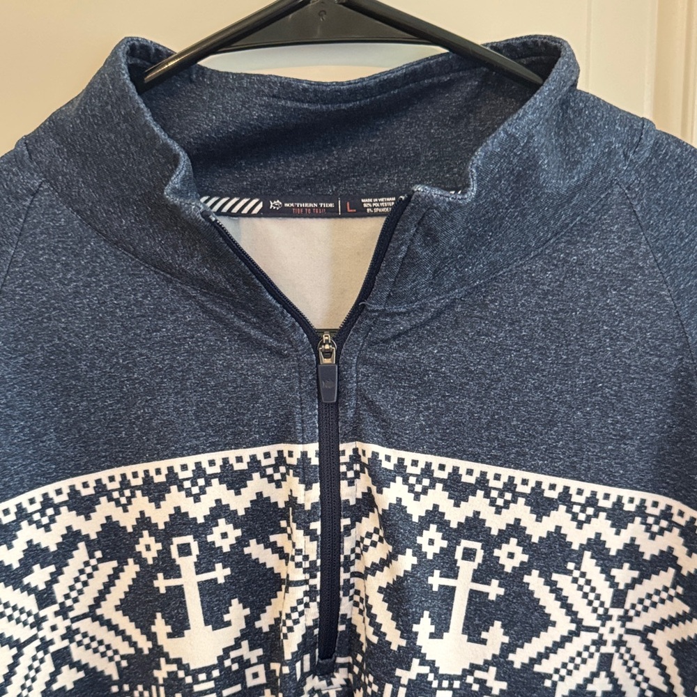 Southern tide - Navy Blue Anchor Pattern 3/4 zip
